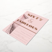  dress 60th Birthday Fabulous Roos Gold Folie Uitnodiging (Gedraaid)