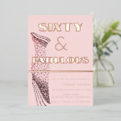  dress 60th Birthday Fabulous Roos Gold Folie Uitnodiging (Staand Voorkant)