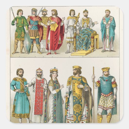 Dress bij de rechtbank van Byzantijn Vierkante Sticker (Voorkant)