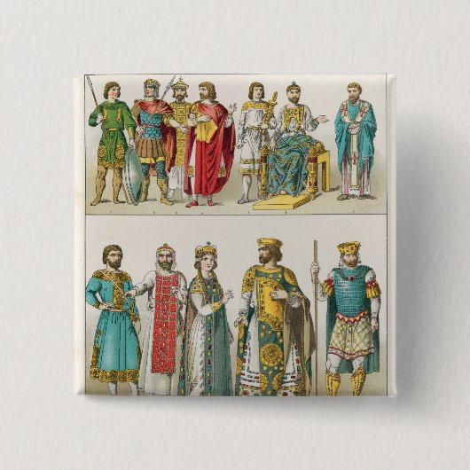 Dress bij de rechtbank van Byzantine Vierkante Button 5,1 Cm (Voorkant)