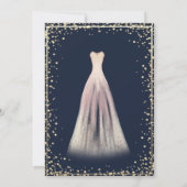 Dress, Branches, Diamonds Navy Blue Quinceañera Kaart (Achterkant)