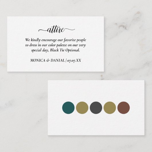 Dress Code voor bruiloft Notitiekaartje (Voorkant / Achterkant)