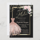 Dress, Confetti Flowers Roos Gold 50th Birthday Kaart (Voorkant)