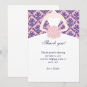 Dress Damask Hartelijk dank voor uw kaart Roze Nav (Voorkant / Achterkant)