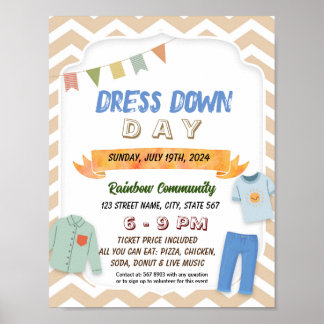 Dress down dag event flyer poster sjabloon