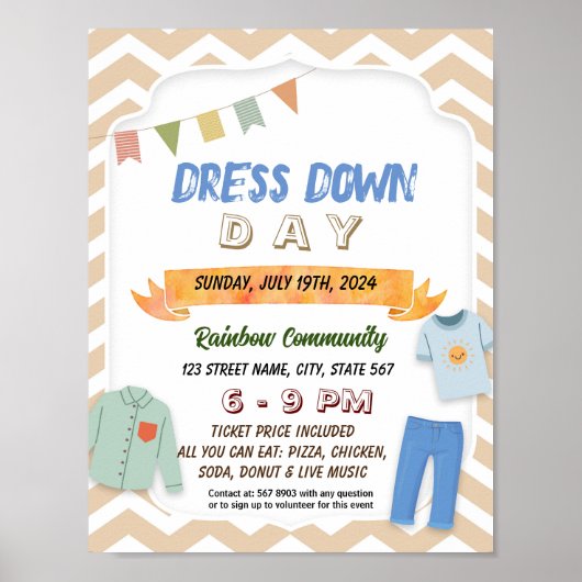 Dress down dag event flyer poster sjabloon (Voorkant)