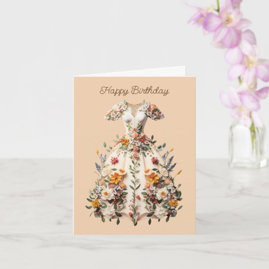 Dress Flower Art Birthday Kaart (Orchidee)