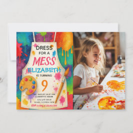 Dress for a Mess Art Party Birthday Photo Kaart