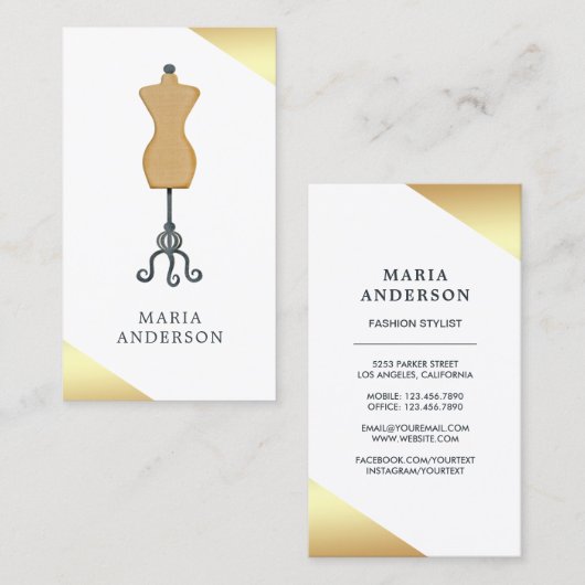Dress Form Mannequin Mode Stylist Visitekaartje (Voorkant / Achterkant)