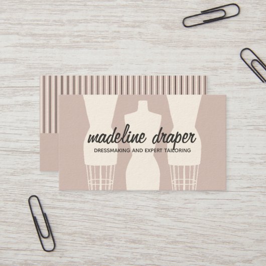 Dress Form Mode Designer Business Card Template Visitekaartje (Voorkant / Achterkant in situ)