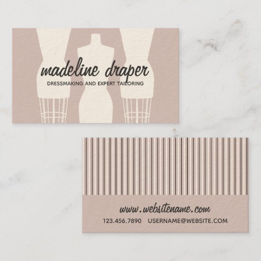 Dress Form Mode Designer Business Card Template Visitekaartje (Voorkant / Achterkant)