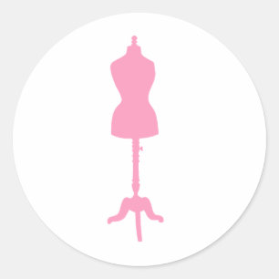Dress Form Silhouette II - Roze Ronde Sticker