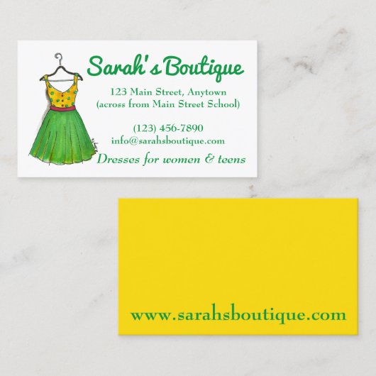 Dress Hanger Wardrobe Clothing Shopping Boutique Visitekaartje (Voorkant / Achterkant)