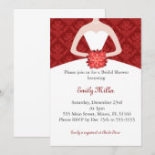 Dress Invitation Vrijgezellenfeest Red Damask Kaart (Voorkant / Achterkant)