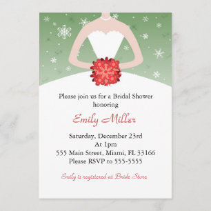 Dress Invitation Winter Red Green Vrijgezellenfees Kaart
