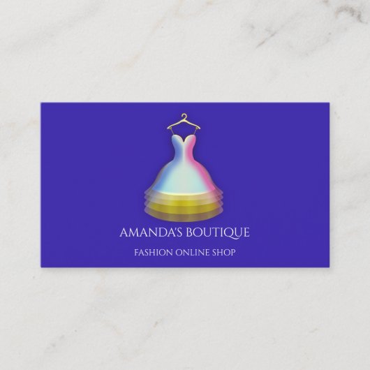 Dress Logo Mode Boutique Event Gold Blue Navy Visitekaartje (Voorkant)