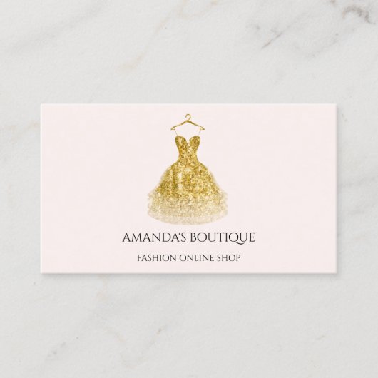 Dress Logo Mode Boutique Event Gold Glitter Visitekaartje (Voorkant)
