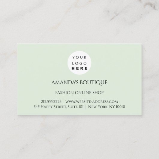 Dress Logo Mode Boutique Event Gold Mint Green Visitekaartje (Achterkant)