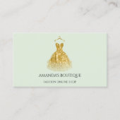 Dress Logo Mode Boutique Event Gold Mint Green Visitekaartje (Voorkant)