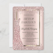 Dress Roos Gold Glitter Confetti 50e verjaardag Kaart (Voorkant)