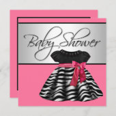  Dress Roze Zebra Baby shower Kaart (Voorkant / Achterkant)