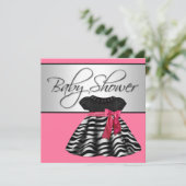  Dress Roze Zebra Baby shower Kaart (Staand voorkant)