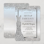 Dress Silver Glitter Confetti 50e verjaardag Kaart (Voorkant / Achterkant)
