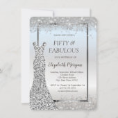 Dress Silver Glitter Confetti 50e verjaardag Kaart (Voorkant)