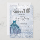 Dress, Tiara Confetti Princess Bokeh Sweet 16 Kaart (Voorkant)