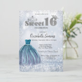 Dress, Tiara Confetti Princess Bokeh Sweet 16 Kaart (Staand voorkant)