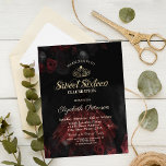 Dress,Tiara,Red Roses Sweet 16 Kaart<br><div class="desc">Goudtiara,  elegante jurk en rode rozen op een zwarte textuur.</div>