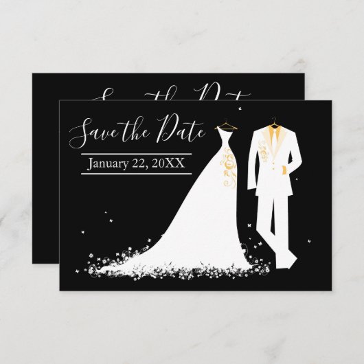 Dress & Tux - 3x5 Opslaan datum Kaart (Voorkant / Achterkant)