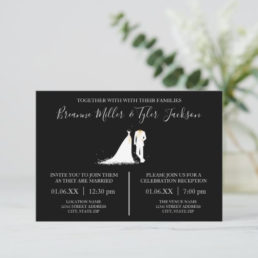 Dress & Tux - 3x5 Wedding & Receptie Uitnodiging (Staand voorkant)