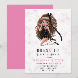 Dress Up Preteen Girl Birthday Party Invitation Kaart