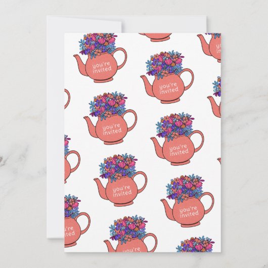 Dress Up Tea Party Girls Birthday Uitnodiging (Achterkant)