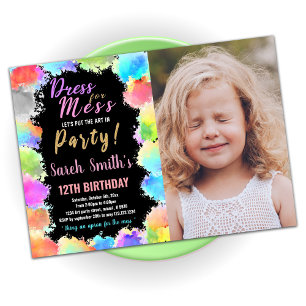 Dress voor Mess Paint Birthday met foto Kaart