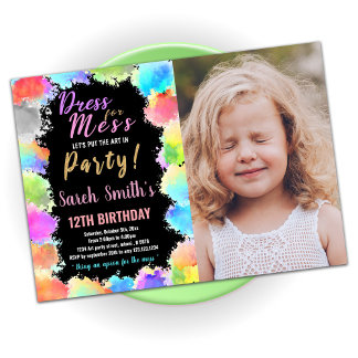 Dress voor Mess Paint Birthday met foto Kaart