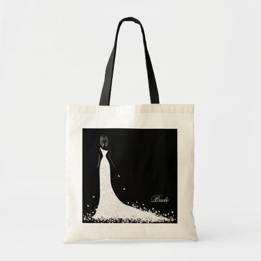 Dress voor zwart-witbruiloft en kant tote bag (Voorkant)
