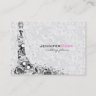Dress voor zwart-witbruiloft en  kant visitekaartje