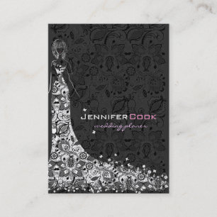 Dress voor zwart-witbruiloft en  kant visitekaartje