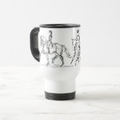 Dressage 3 Horsen Black & White Travel Mug Reisbeker (Voorkant links)