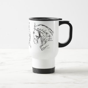 Dressage 3 Horsen Black & White Travel Mug Reisbeker