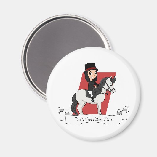 Dressage-cartoon Magneet (Voorkant / Achterkant)