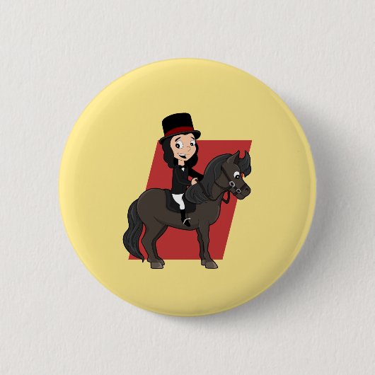 Dressage-cartoon Ronde Button 5,7 Cm (Voorkant)