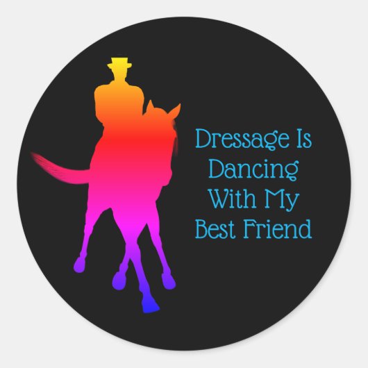 Dressage danst de beste vriendenregenboog ronde sticker (Voorkant)
