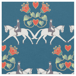 Dressage Hearts and Horses Cotton Fabric. Stof