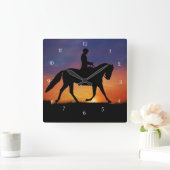 Dressage Horse and Rider Clock Vierkante Klok (Huis)