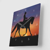 Dressage Horse and Rider Clock Vierkante Klok (Hoek)