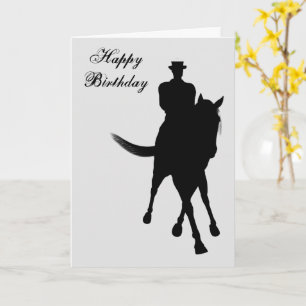 Dressage Horse and Rider Silhouette Birthday Kaart