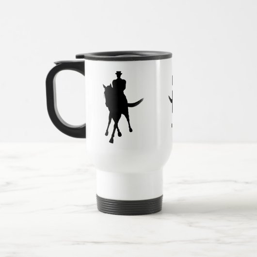Dressage Horse and Rider Silhouette Personalized Reisbeker (Links)